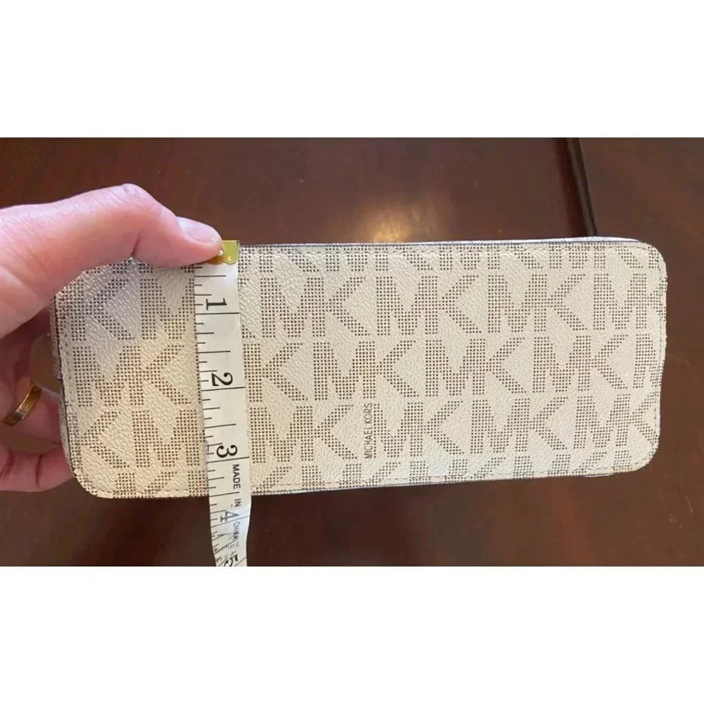 Michael Kors Dome Crossbody Bag Signature Logo Brown Leather Strap Gold Details